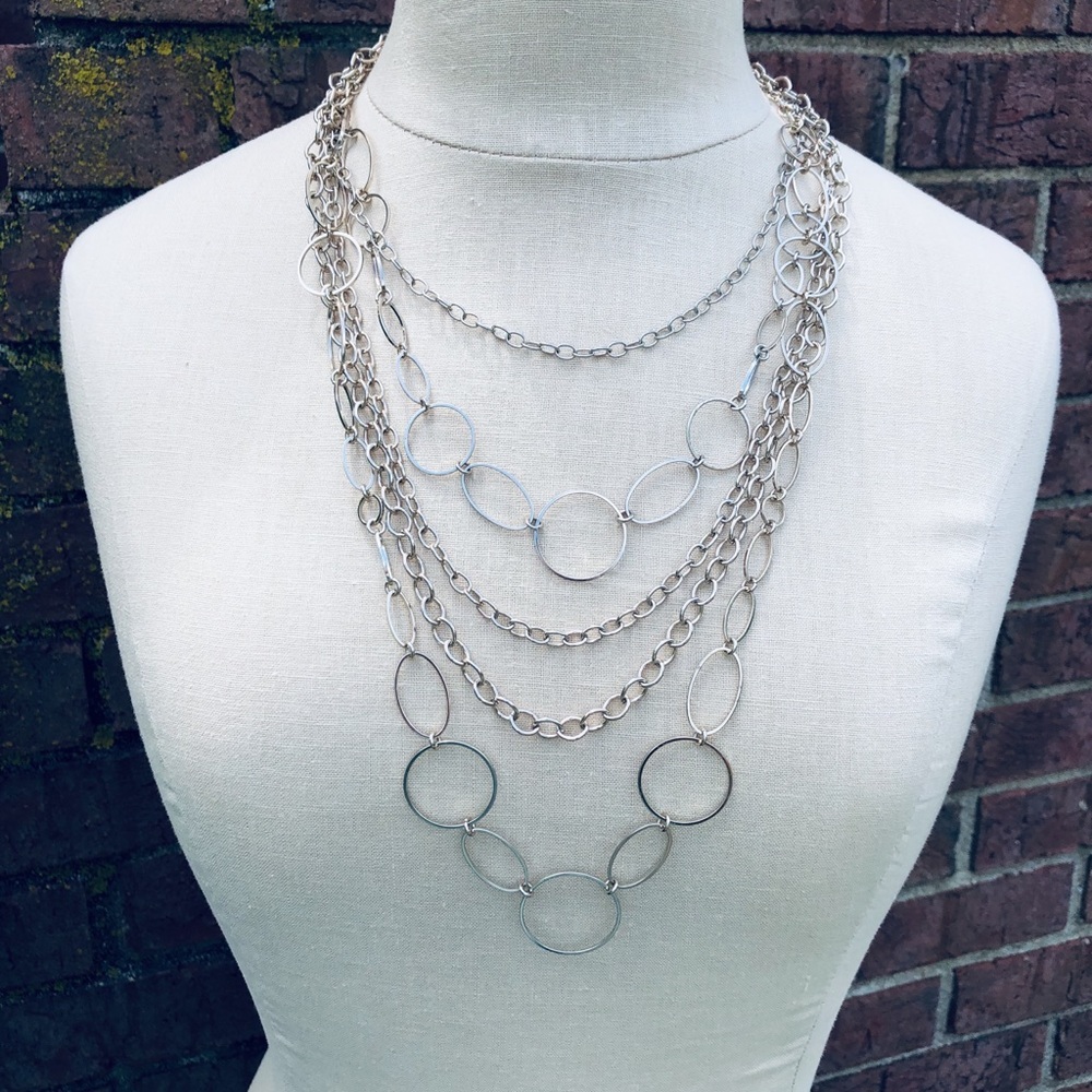 Silver-tone Multi Strand Necklace